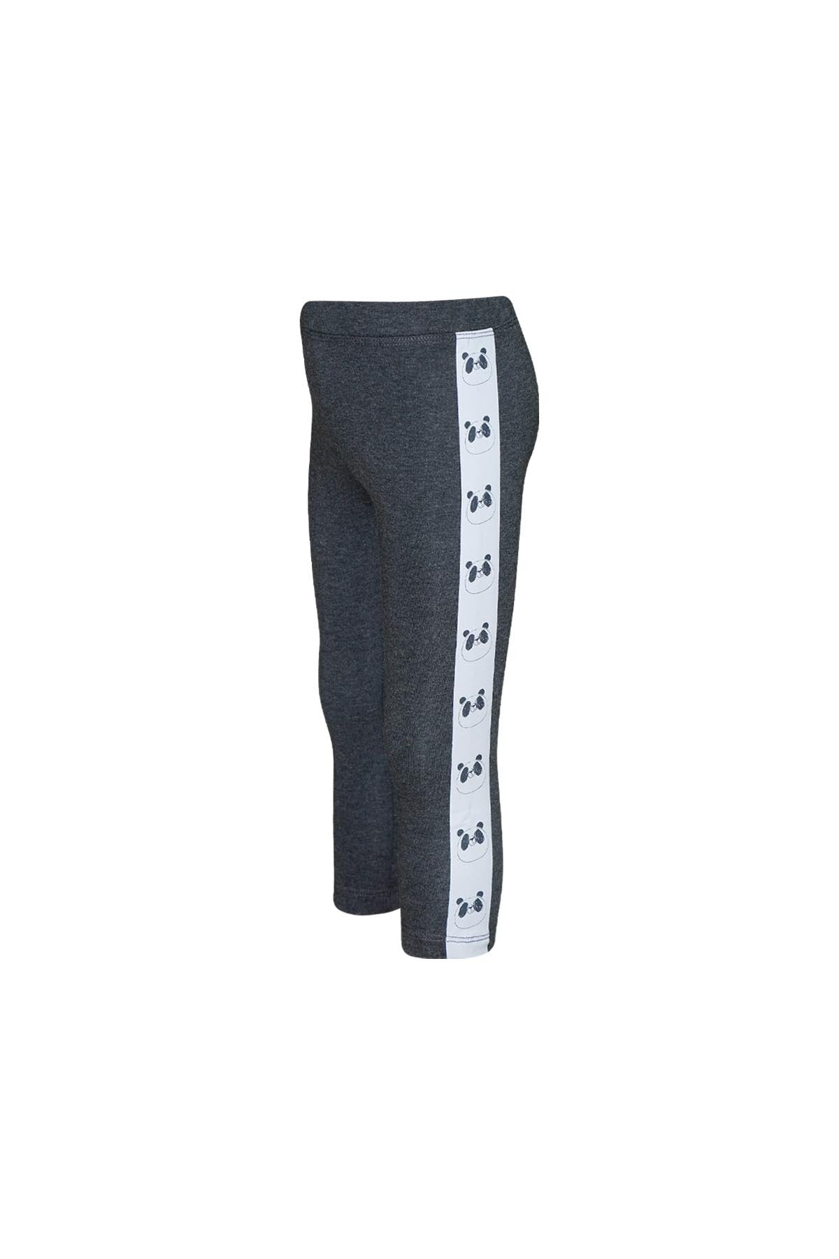 Girls' Fleece-Lined Panda Side Print Leggings (STORM GRAY)