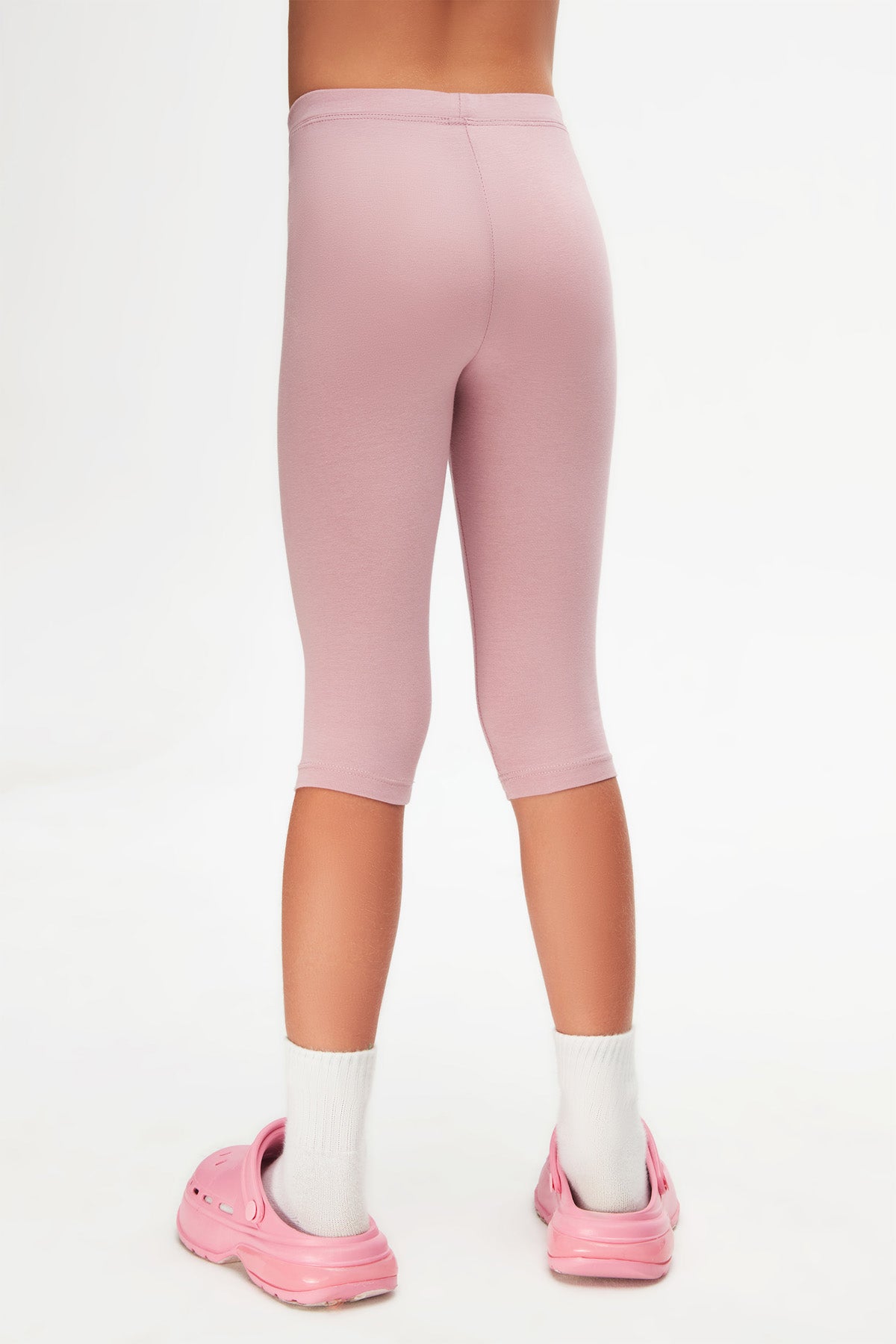 Girls' Basic Below-the-Knee Capri Leggings (DUSTY ROSE)