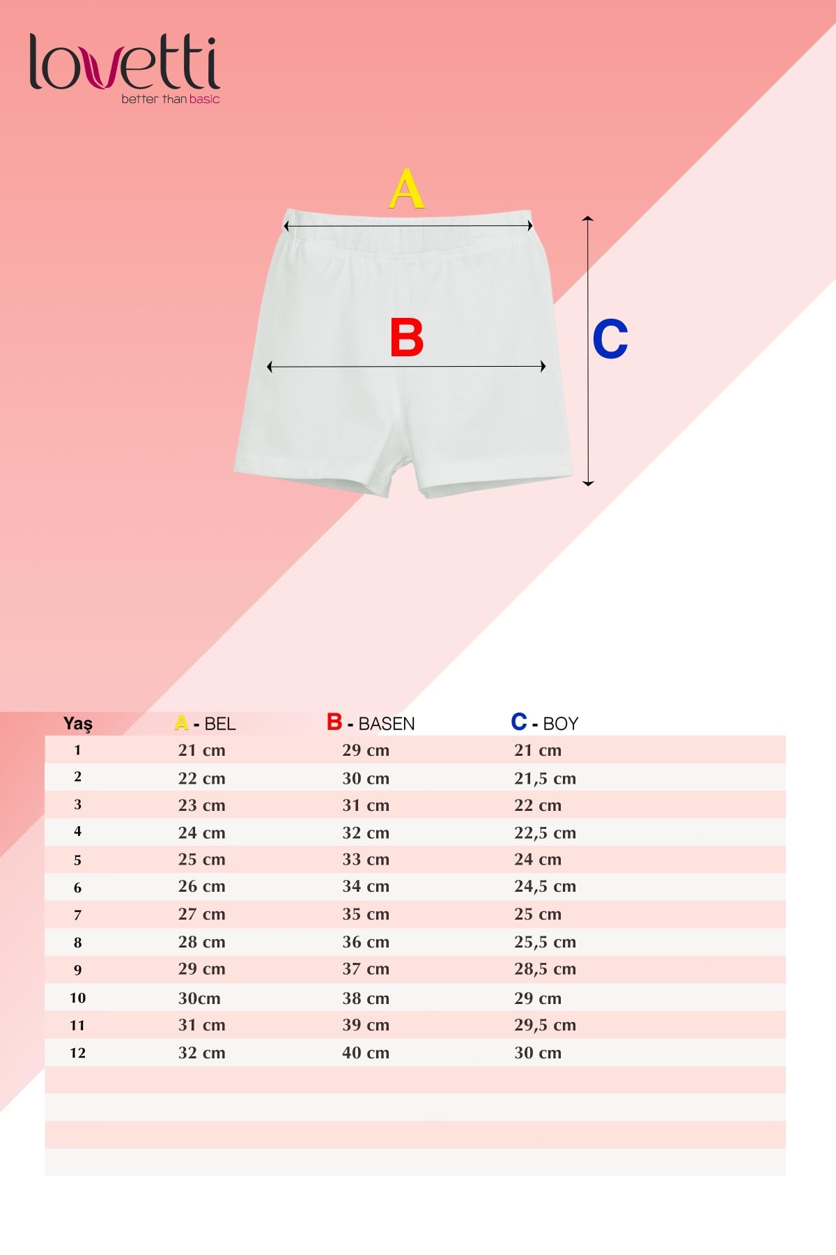 Girls' Basic Dance Shorts_sizechart (HONEY MUSTARD)