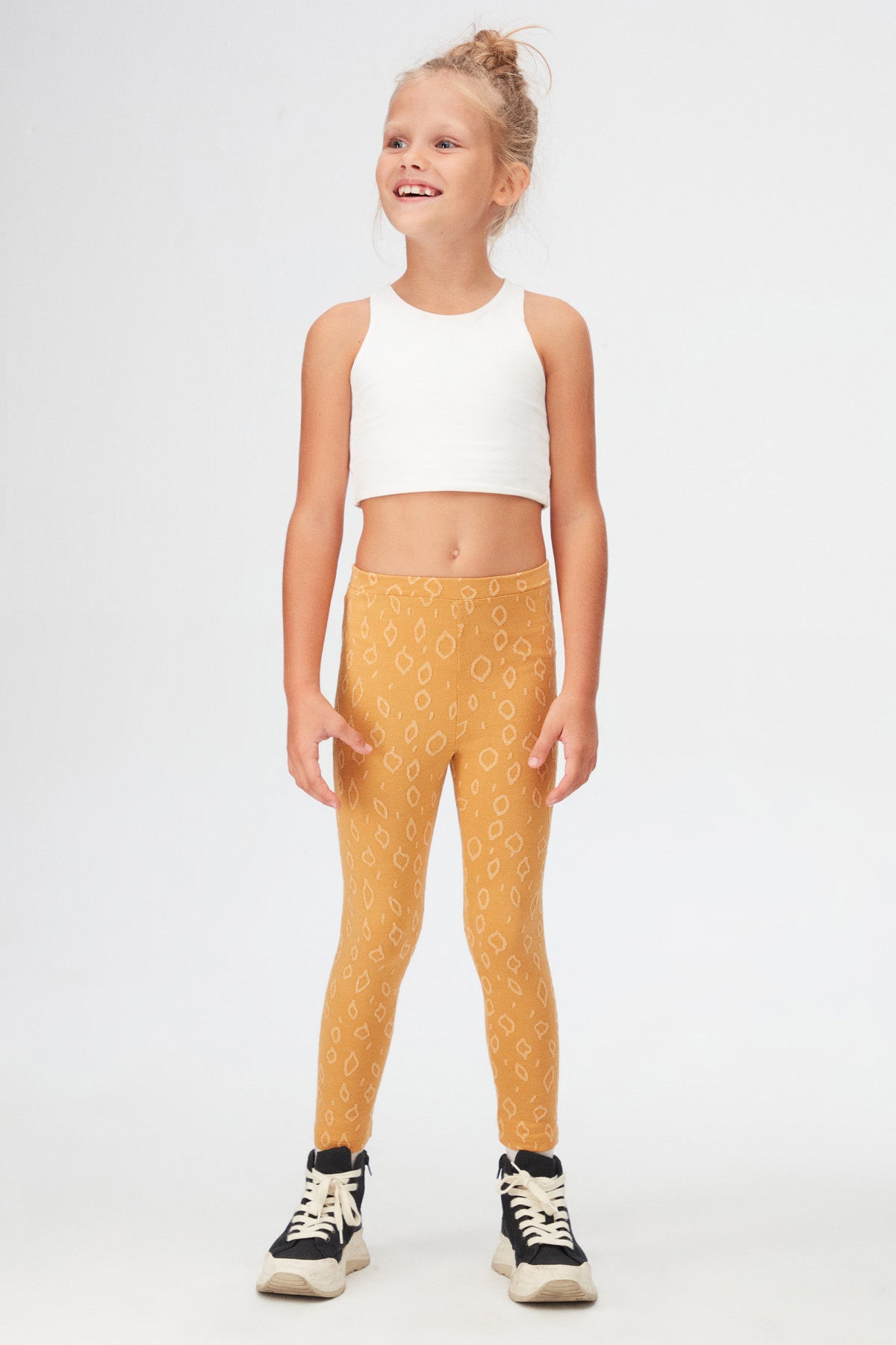 Girls' Teardrop Pattern Jacquard Full-Length Leggings