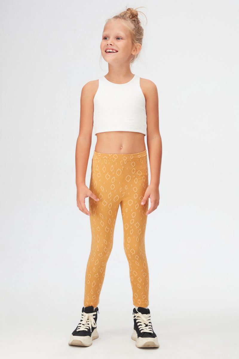 Girls' Teardrop Pattern Jacquard Full-Length Leggings