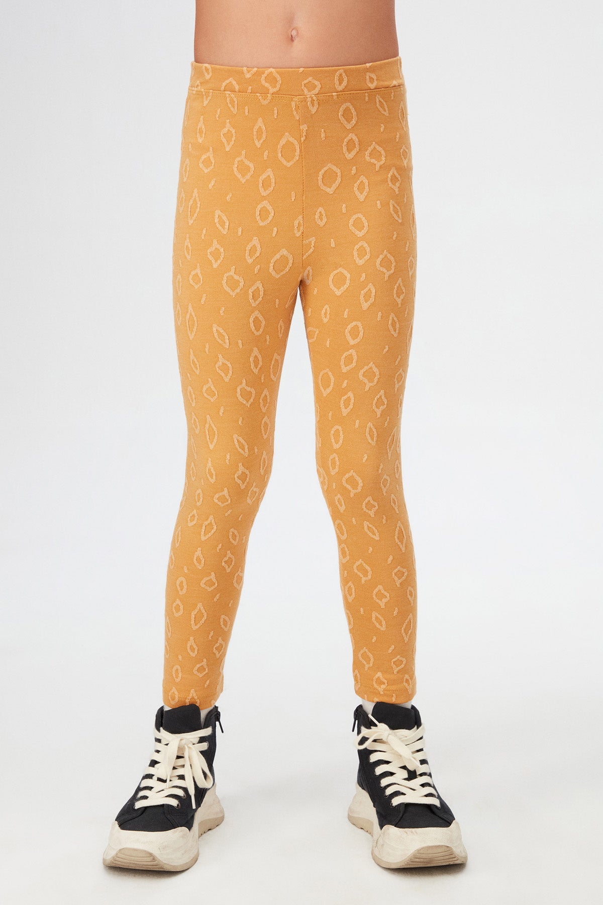 Girls' Teardrop Pattern Jacquard Full-Length Leggings