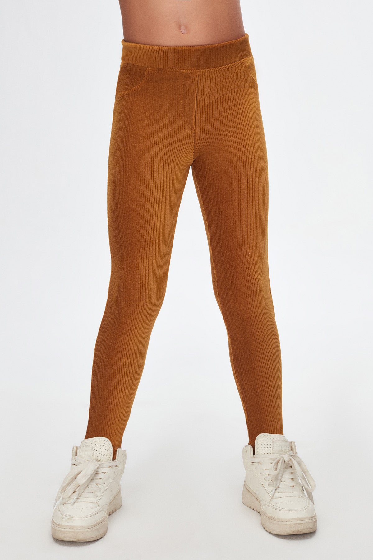 Girls' Ribbed Corduroy Leggings with Pockets (HONEY MUSTARD)
