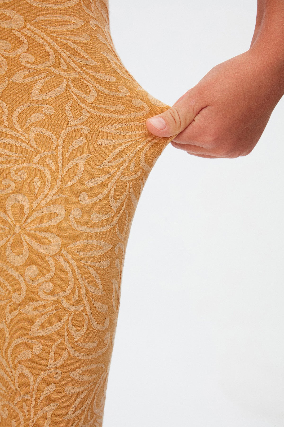 Girls' Leaf Pattern Jacquard Full-Length Leggings