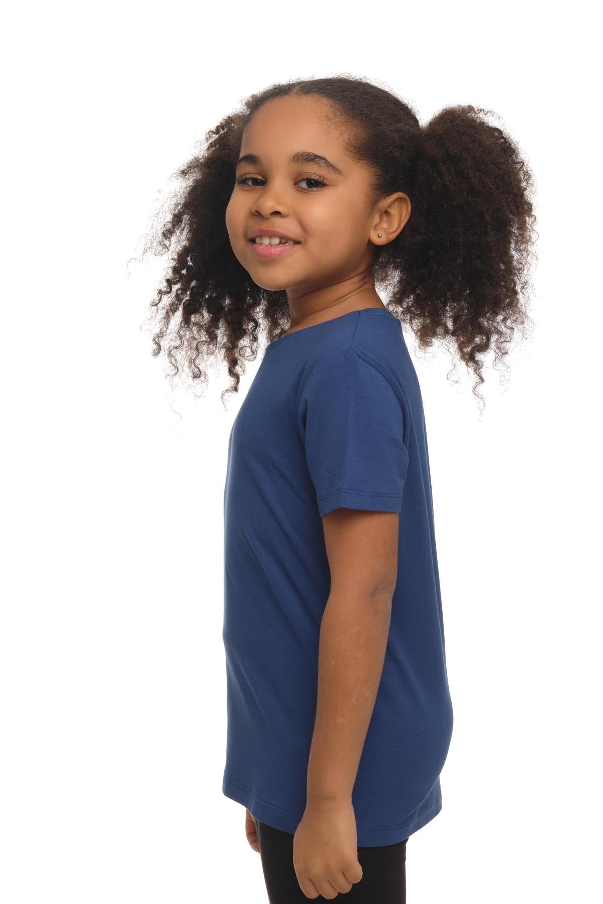 Basic Unisex Kids Crew Neck Short Sleeve T-Shirt (INDIGO)