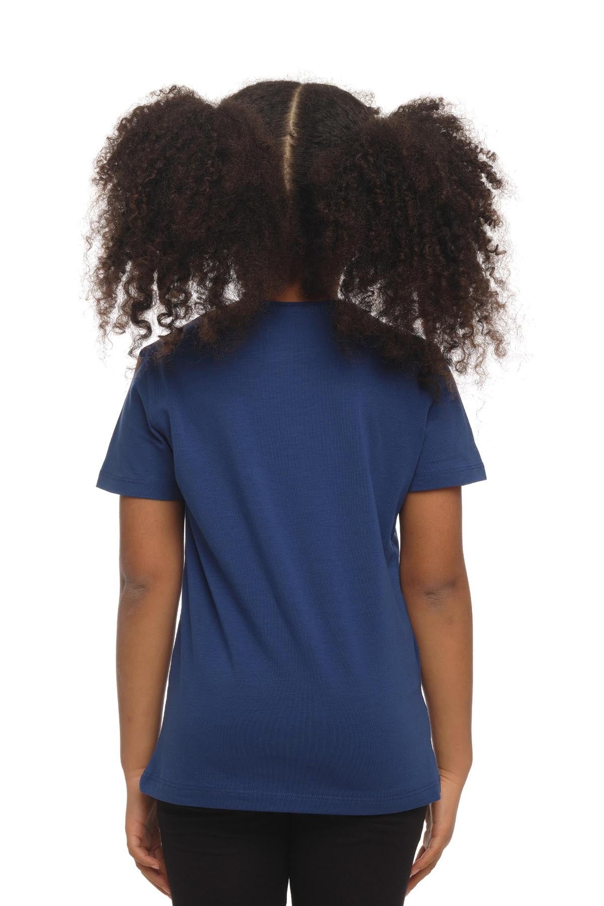 Basic Unisex Kids Crew Neck Short Sleeve T-Shirt (INDIGO)