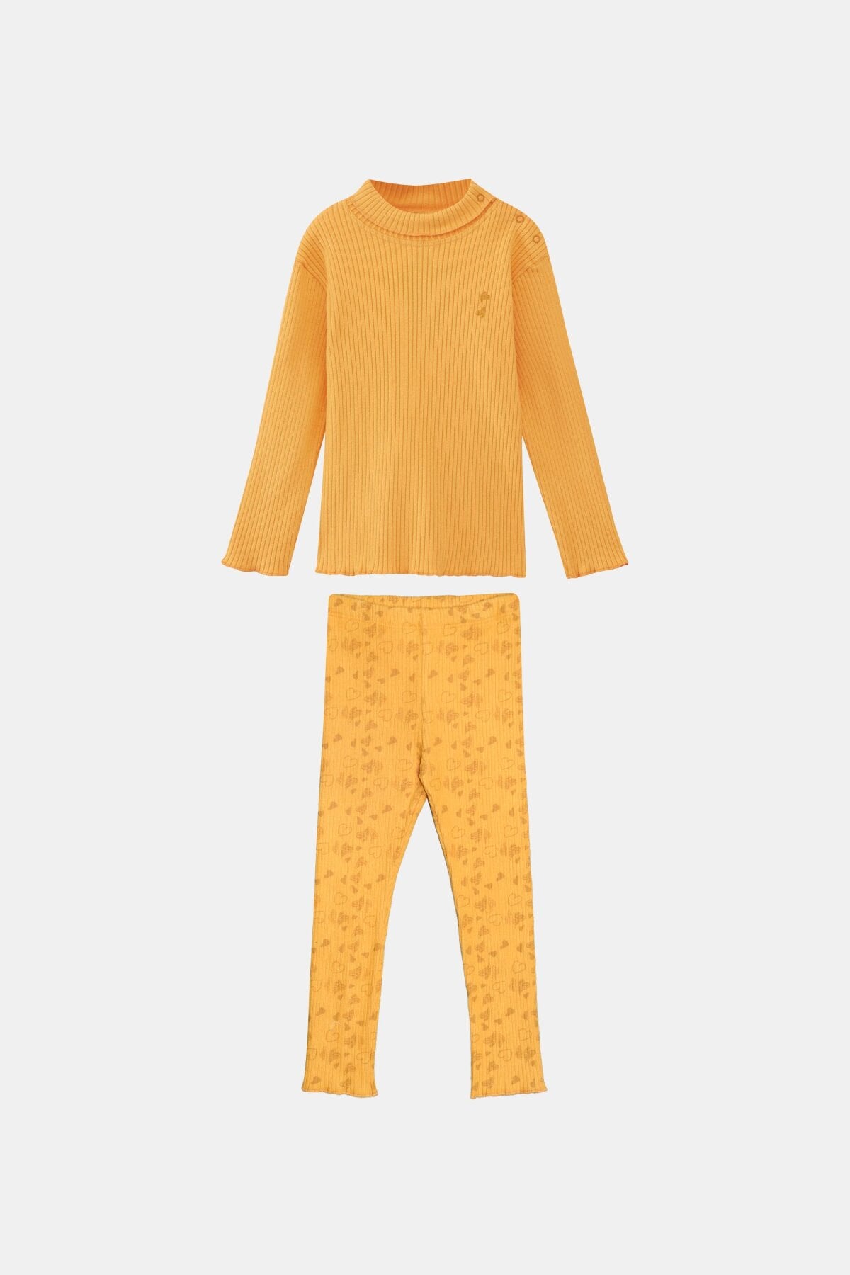 Girls' Heart Print Ribbed Top and Bottom Set (CADMIUM YELLOW)