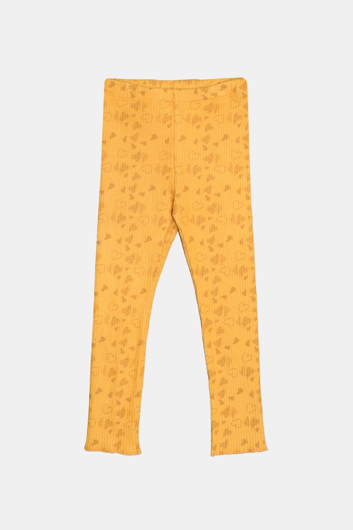 Girls' Heart Print Ribbed Top and Bottom Set (CADMIUM YELLOW)