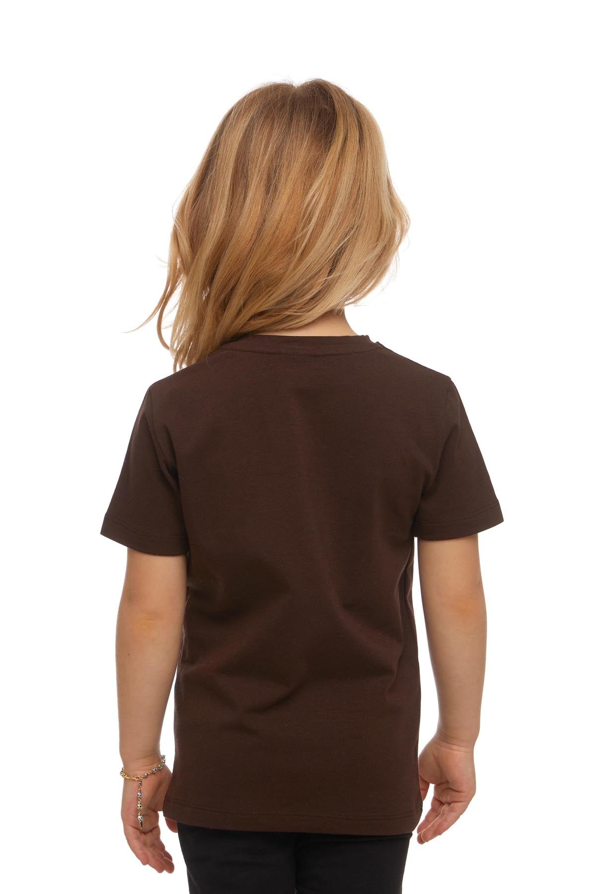 Basic Unisex Kids Crew Neck Short Sleeve T-Shirt (CHESTNUT)