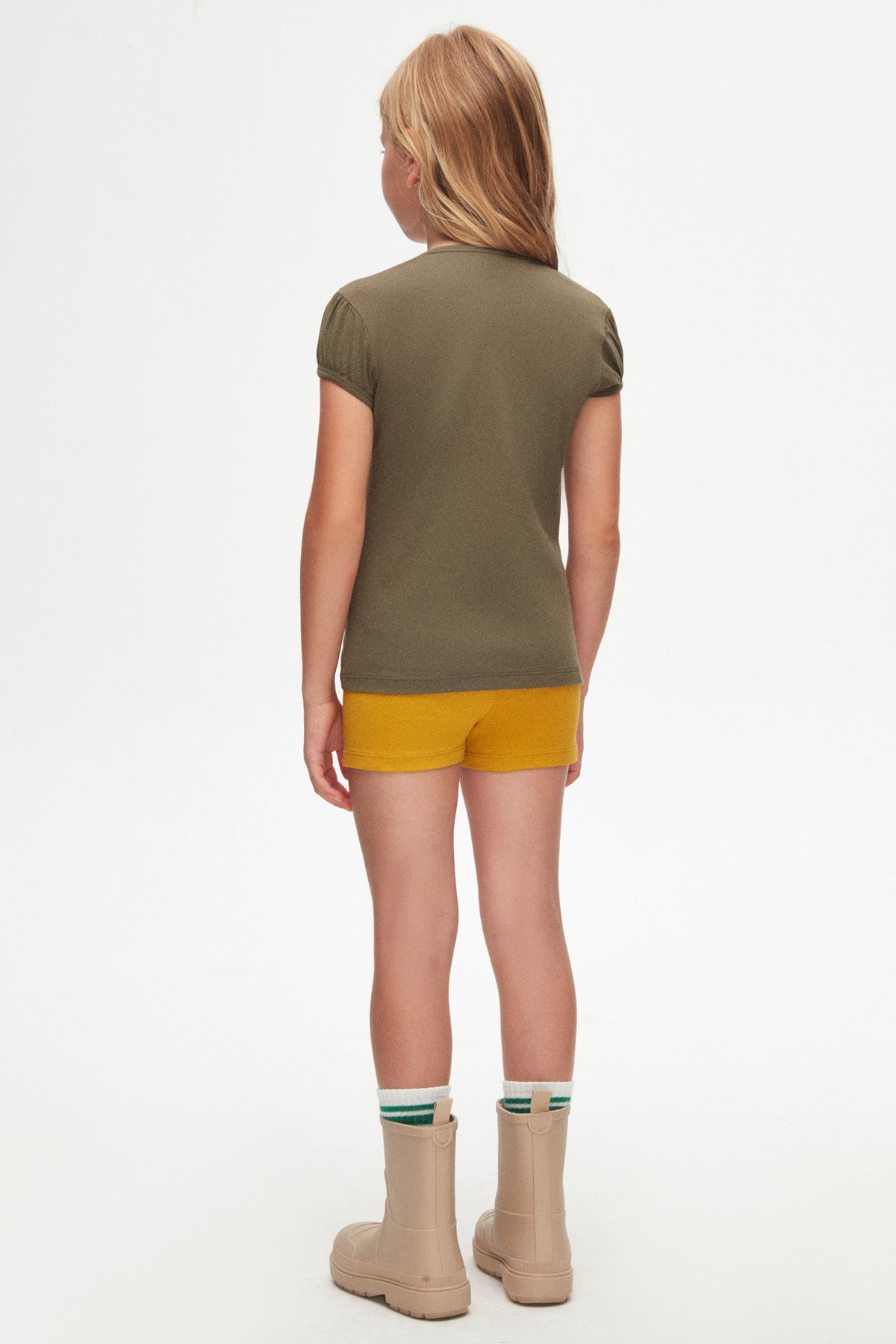 Girls' Basic Crew Neck Puff Sleeve T-Shirt_sizechart (MILITARY OLIVE)