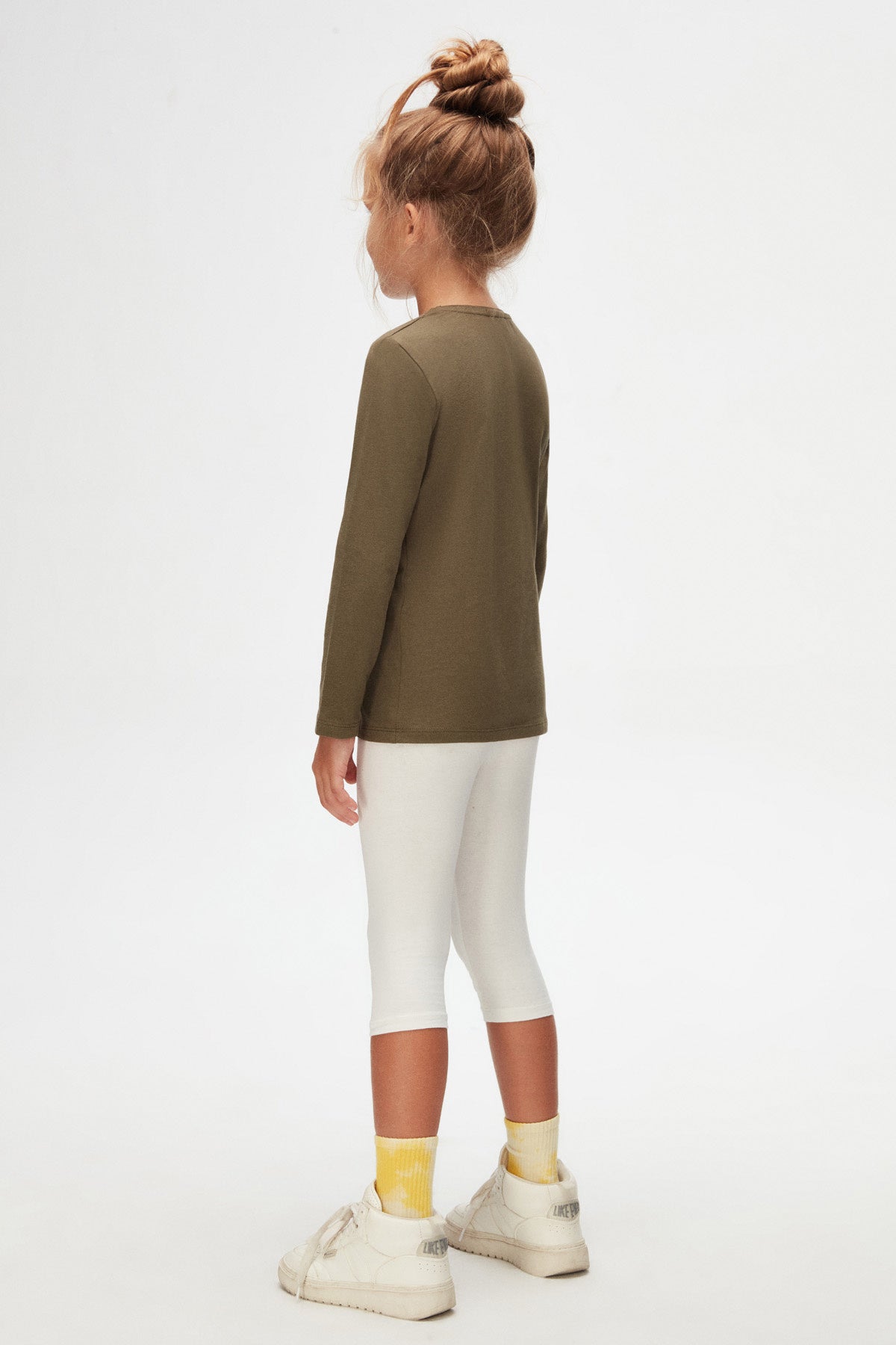 Basic Unisex Kids Seasonal Crew Neck Long Sleeve T-Shirt (MILITARY OLIVE)