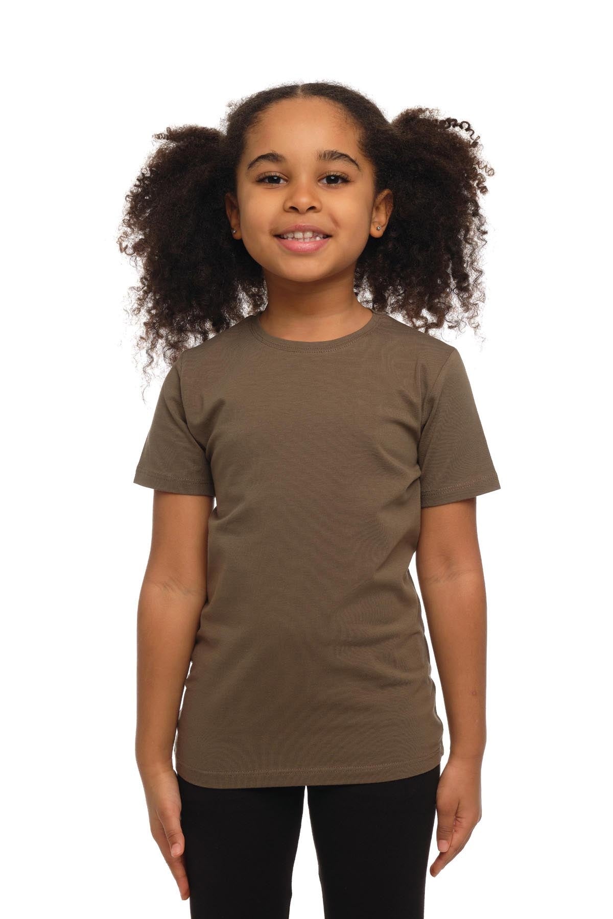Basic Unisex Kids Crew Neck Short Sleeve T-Shirt (MILITARY OLIVE)