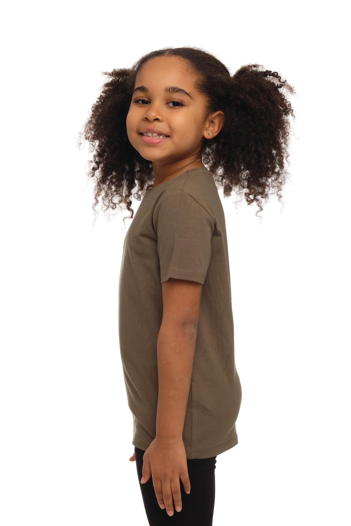 Basic Unisex Kids Crew Neck Short Sleeve T-Shirt (MILITARY OLIVE)