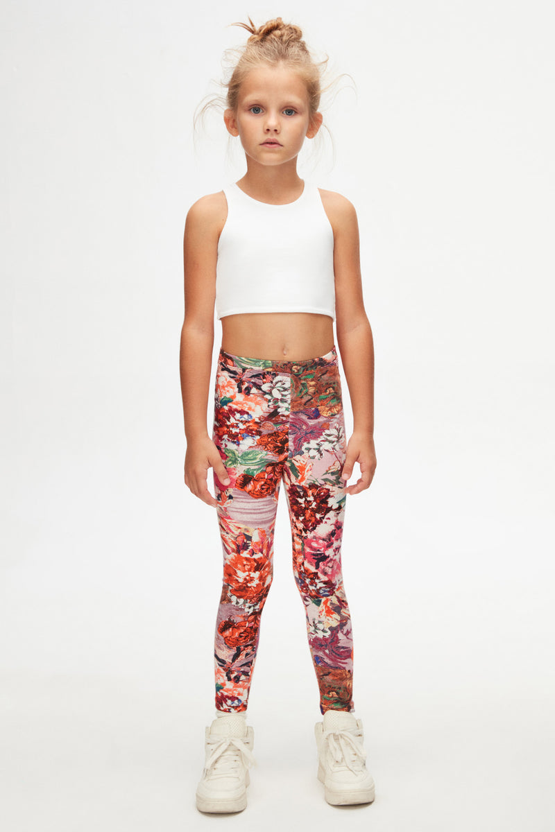Floral Patterned Girls Winter Leggings