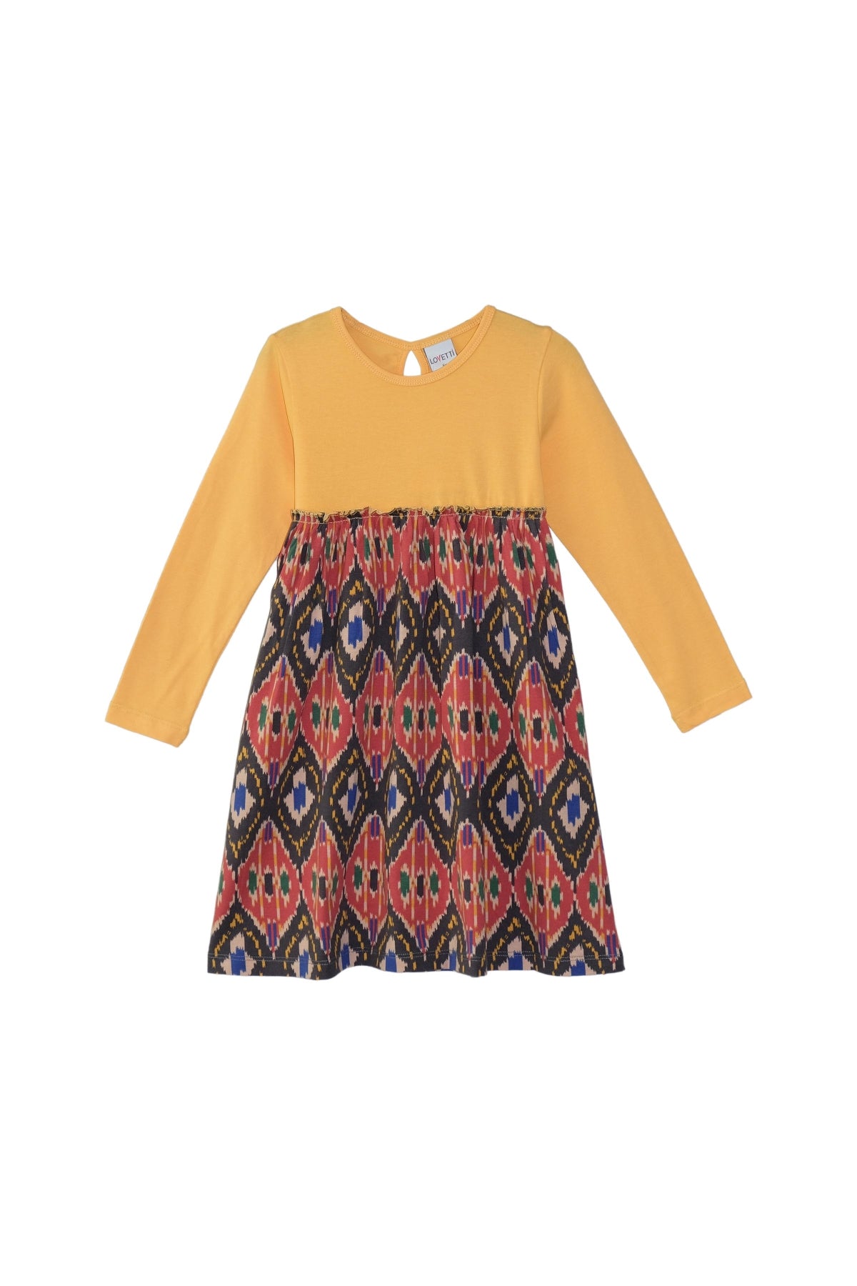 Girls Kilim Pattern Long Sleeve Dress (AMBER)