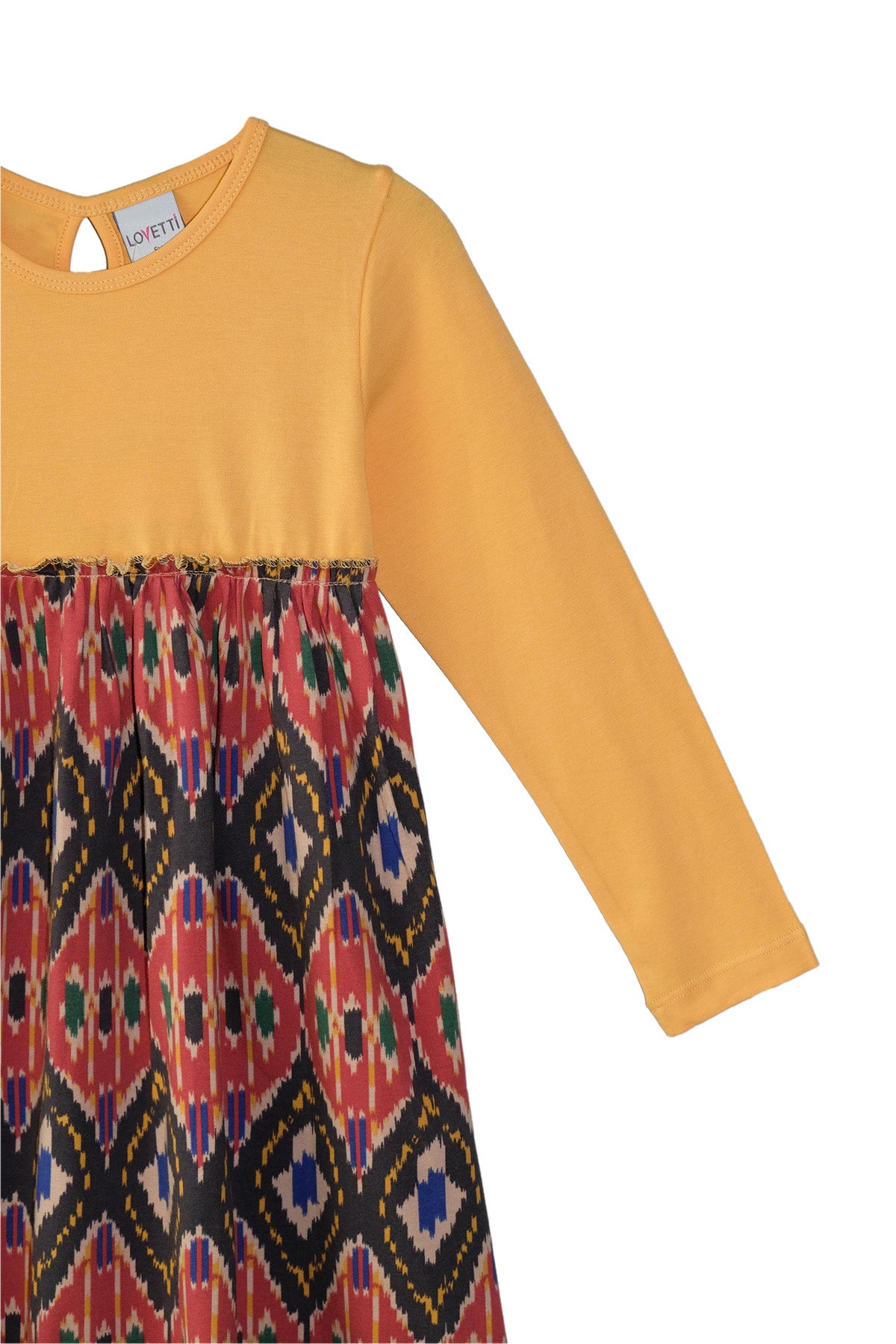 Girls Kilim Pattern Long Sleeve Dress (AMBER)