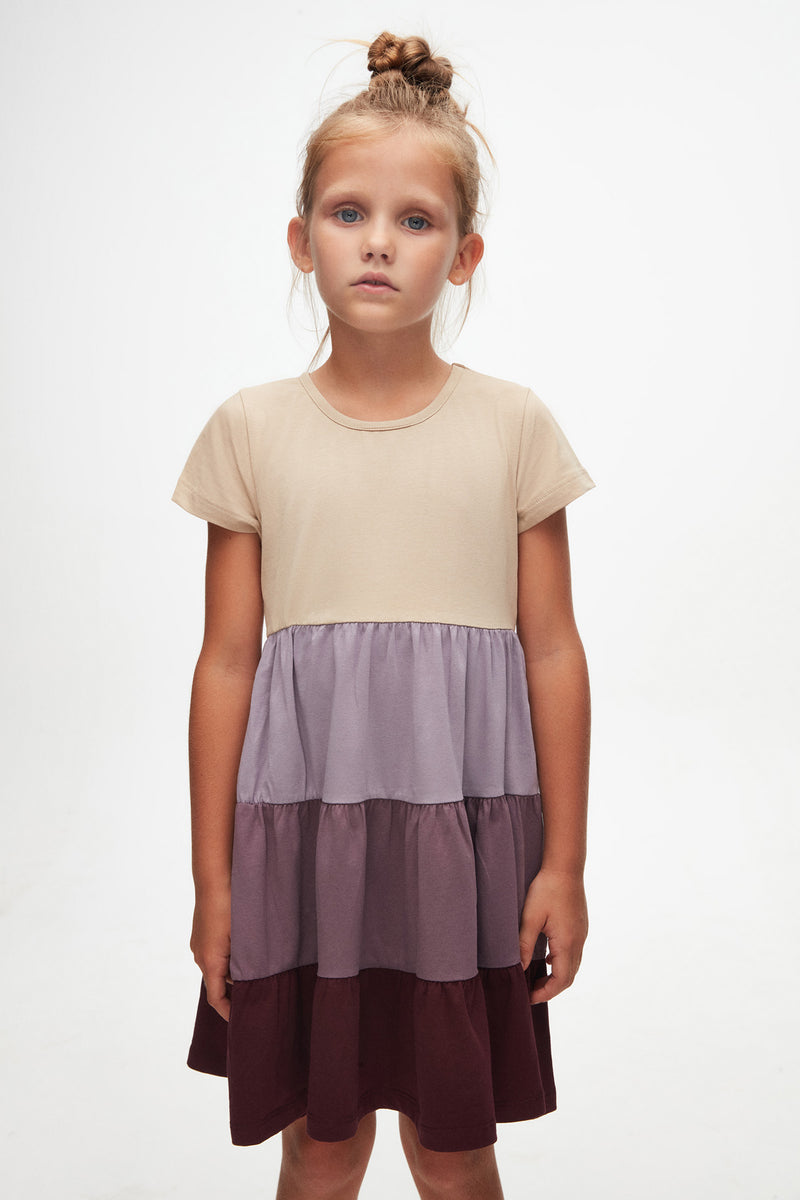 Girls' Tiered Short Sleeve Dress