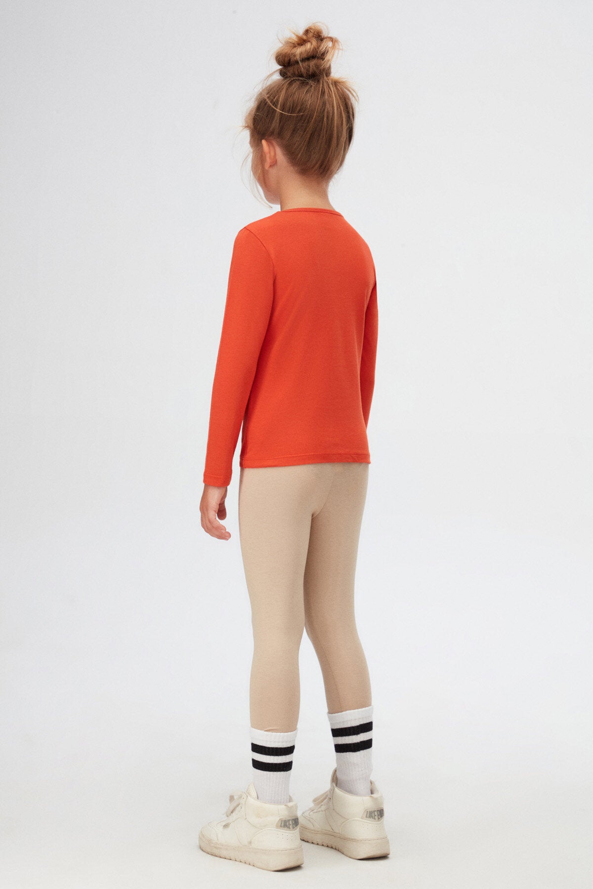 Girls' Basic Seasonal Stretch Long Sleeve T-Shirt (PUREED PUMPKIN)