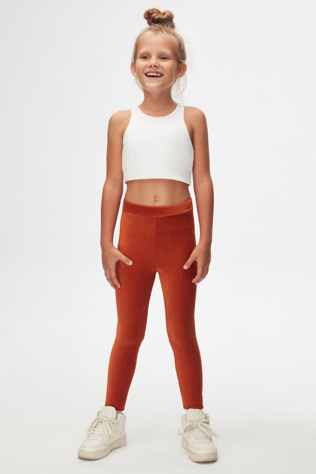 Girls' Ribbed Corduroy Leggings (PUREED PUMPKIN)
