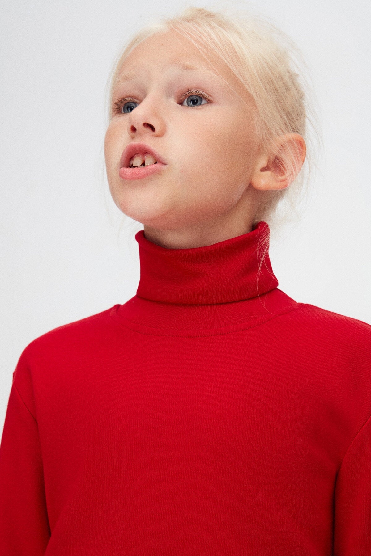 Girls' Basic Winter Full Turtleneck Long Sleeve T-Shirt (POPPY RED)