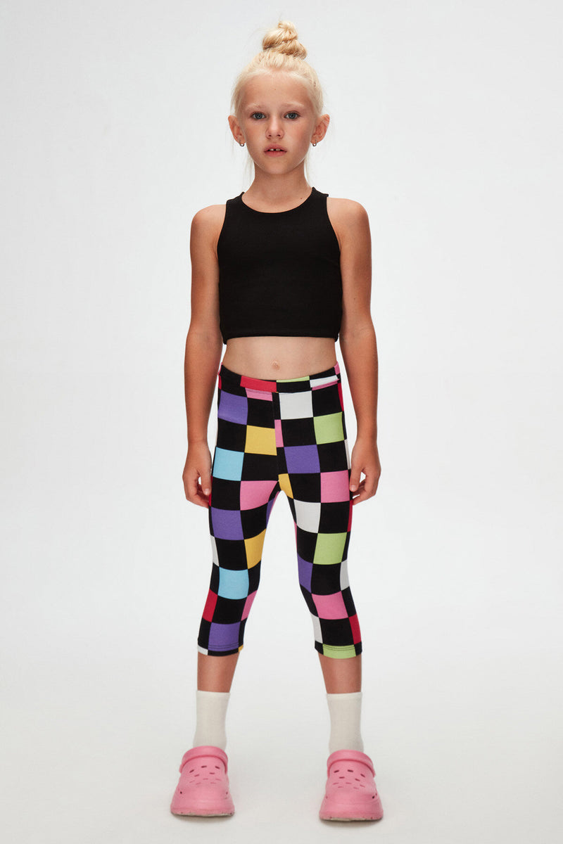 Girls' Op Art Checkers Pattern Capri