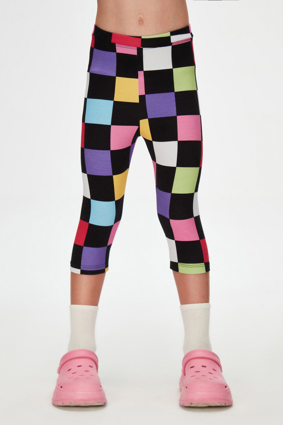 Girls' Op Art Checkers Pattern Capri