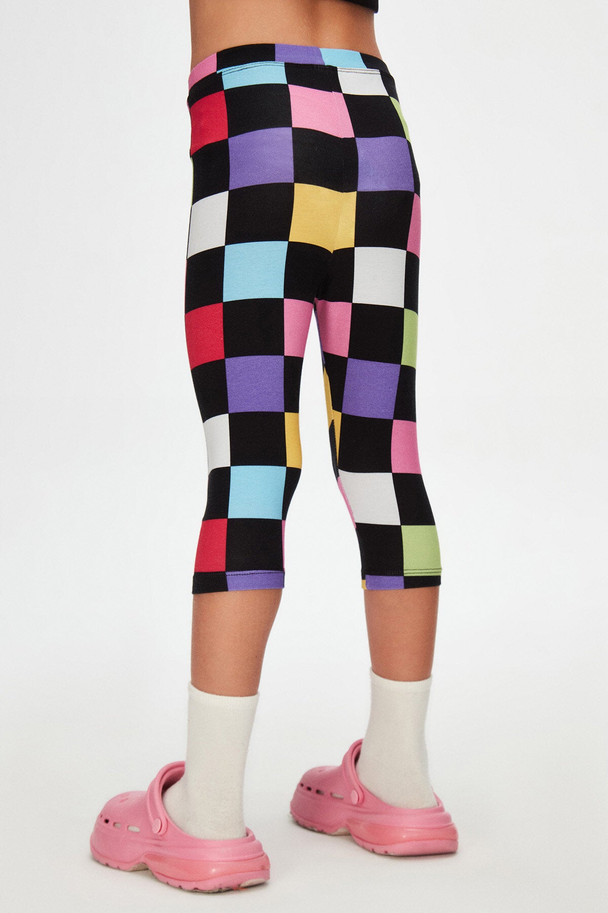 Girls' Op Art Checkers Pattern Capri