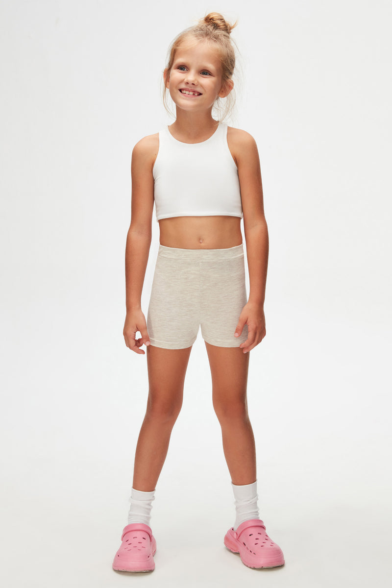 Girls' Basic Dance Shorts (DARK BEIGE MELANGE)