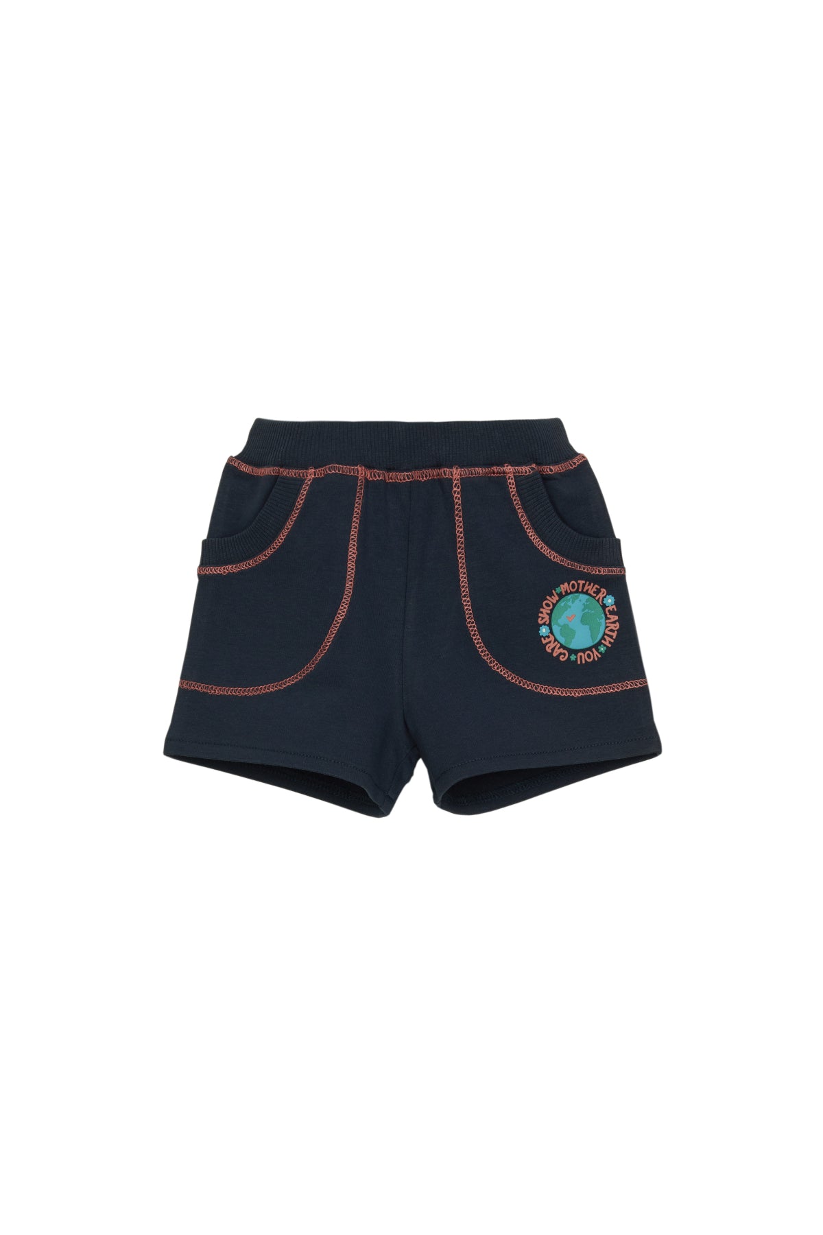 Girls' Two-Thread World Print Shorts with Pockets (DARK NAVY)