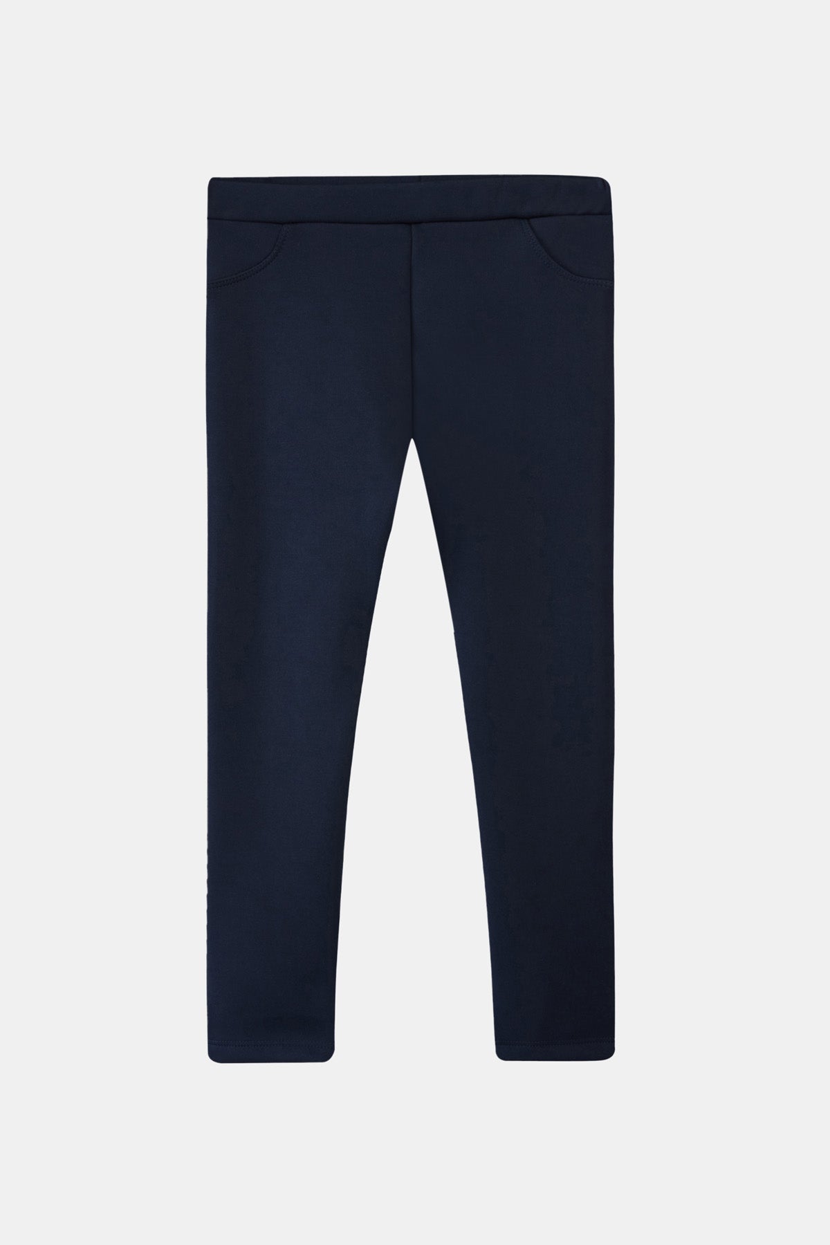 Girls' Extra Thick Plush-Lined Winter Leggings with Decorative Pockets (DARK NAVY)