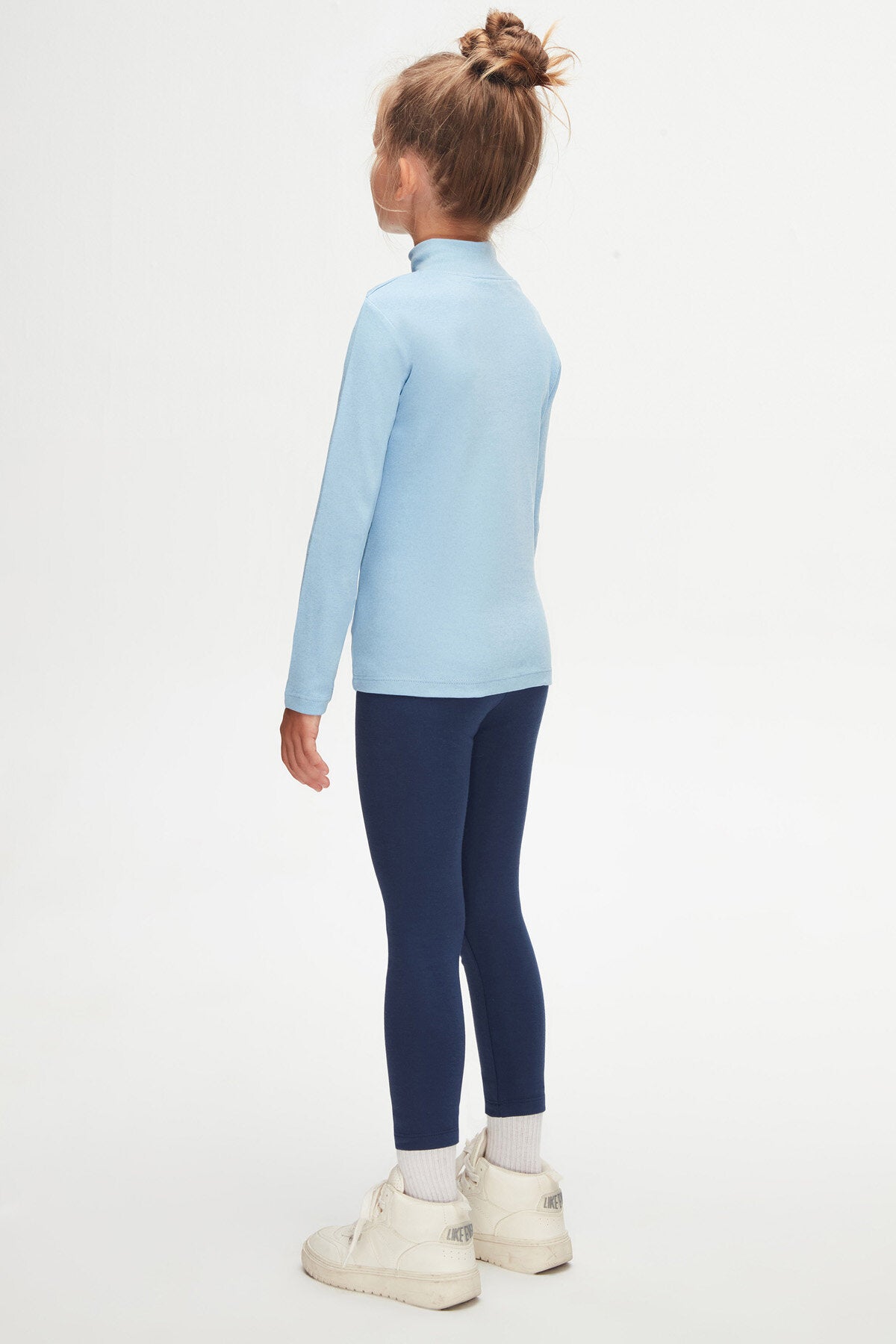 Girls' Basic Winter Mock Neck Long Sleeve T-Shirt (SKY BLUE)