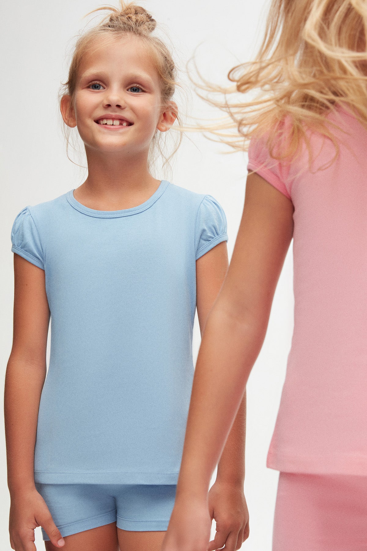 Girls' Basic Crew Neck Puff Sleeve T-Shirt_sizechart (SKY BLUE)