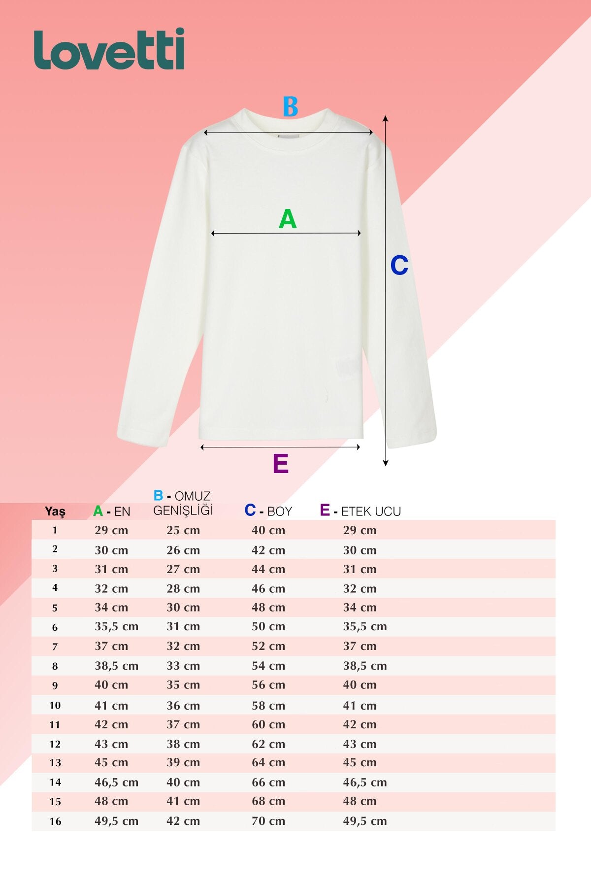 Basic Unisex Kids Winter Crew Neck Long Sleeve T-Shirt_sizechart (SKY BLUE)