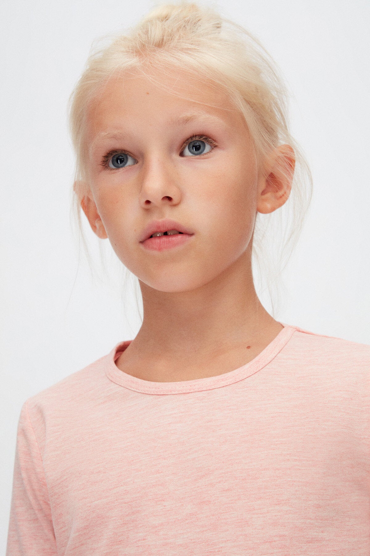 Girls' Basic Seasonal Stretch Long Sleeve T-Shirt (DARK PINK MELANGE)