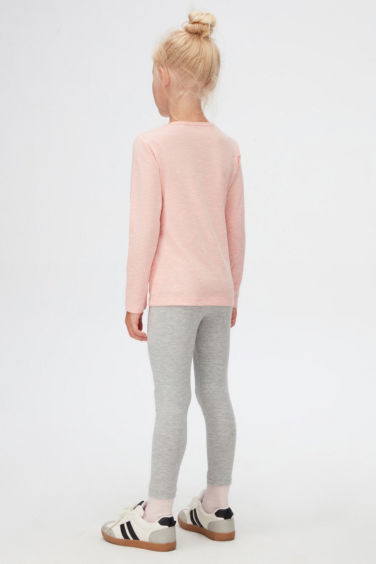 Girls' Basic Seasonal Stretch Long Sleeve T-Shirt (DARK PINK MELANGE)