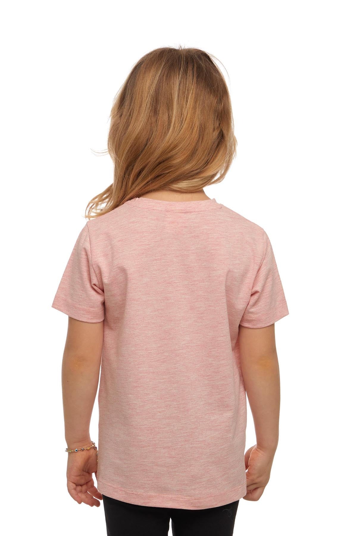 Basic Unisex Kids Crew Neck Short Sleeve T-Shirt (DARK PINK MELANGE)