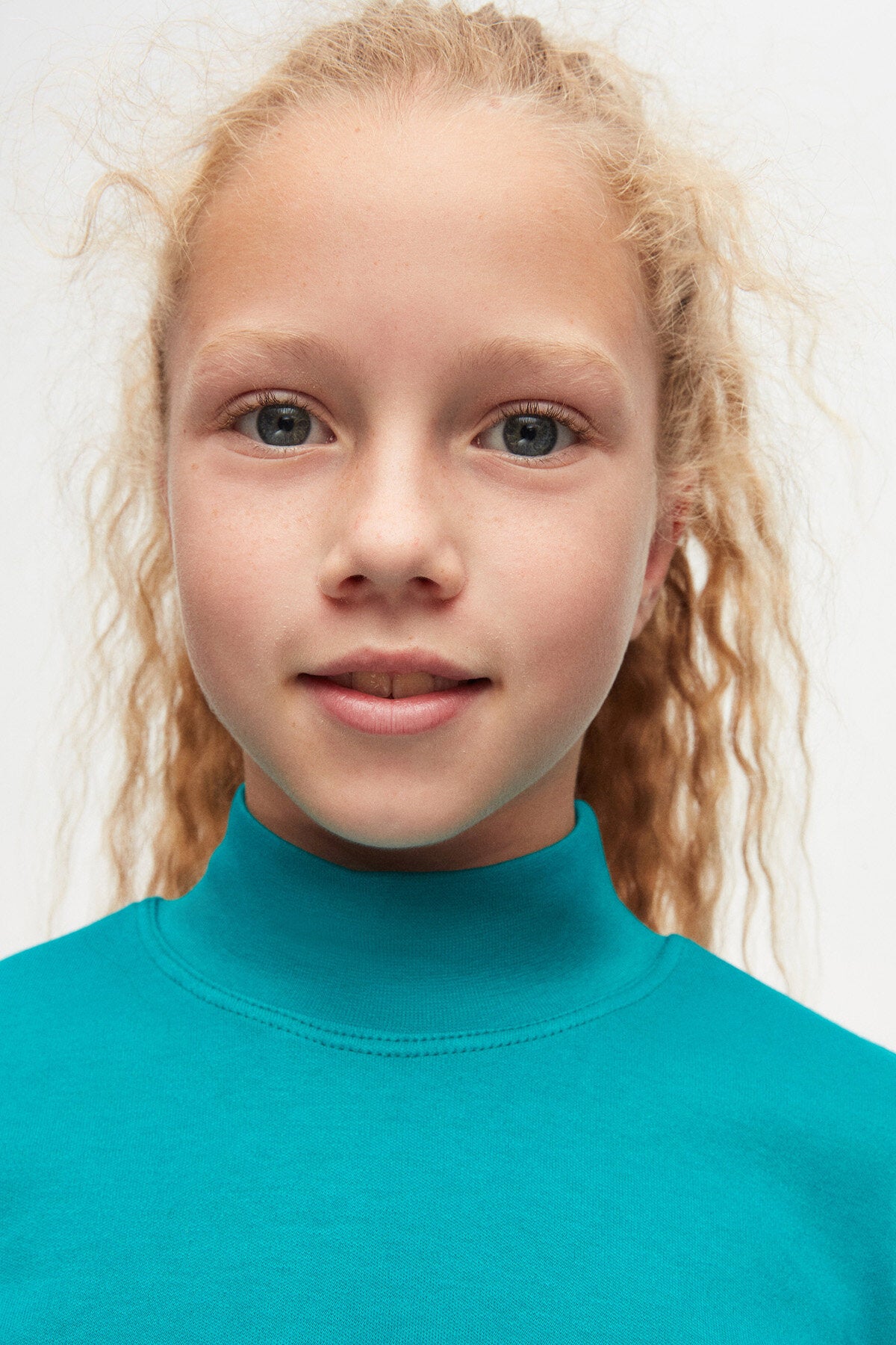 Girls' Basic Winter Mock Neck Long Sleeve T-Shirt (PACIFIC)