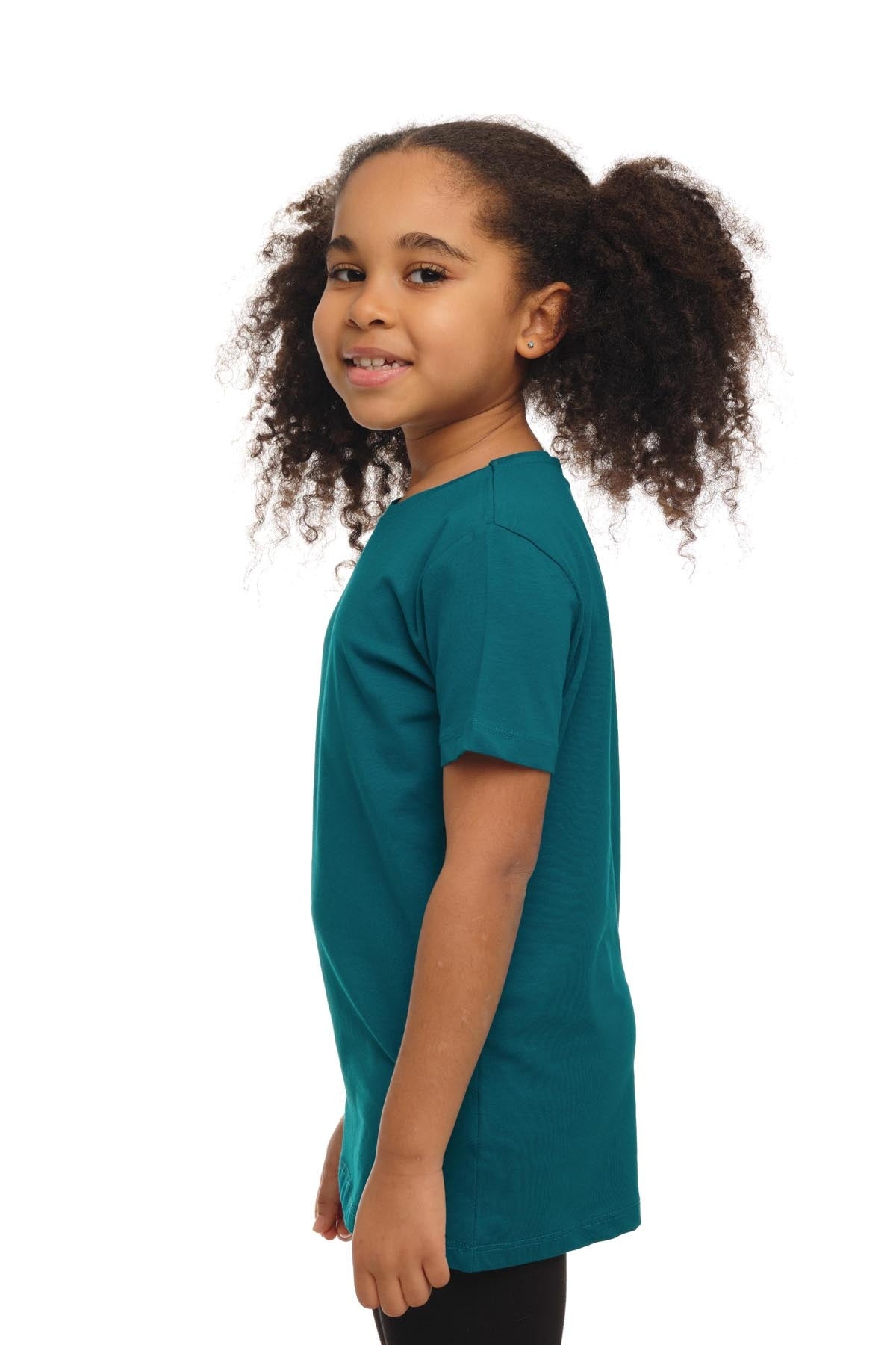 Basic Unisex Kids Crew Neck Short Sleeve T-Shirt (PACIFIC)