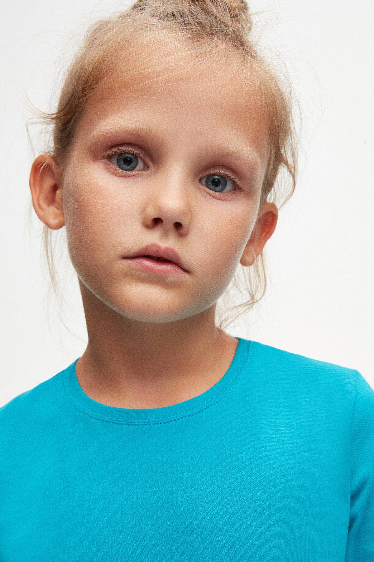 Basic Unisex Kids Seasonal Crew Neck Long Sleeve T-Shirt (OCEAN TURQUOISE)