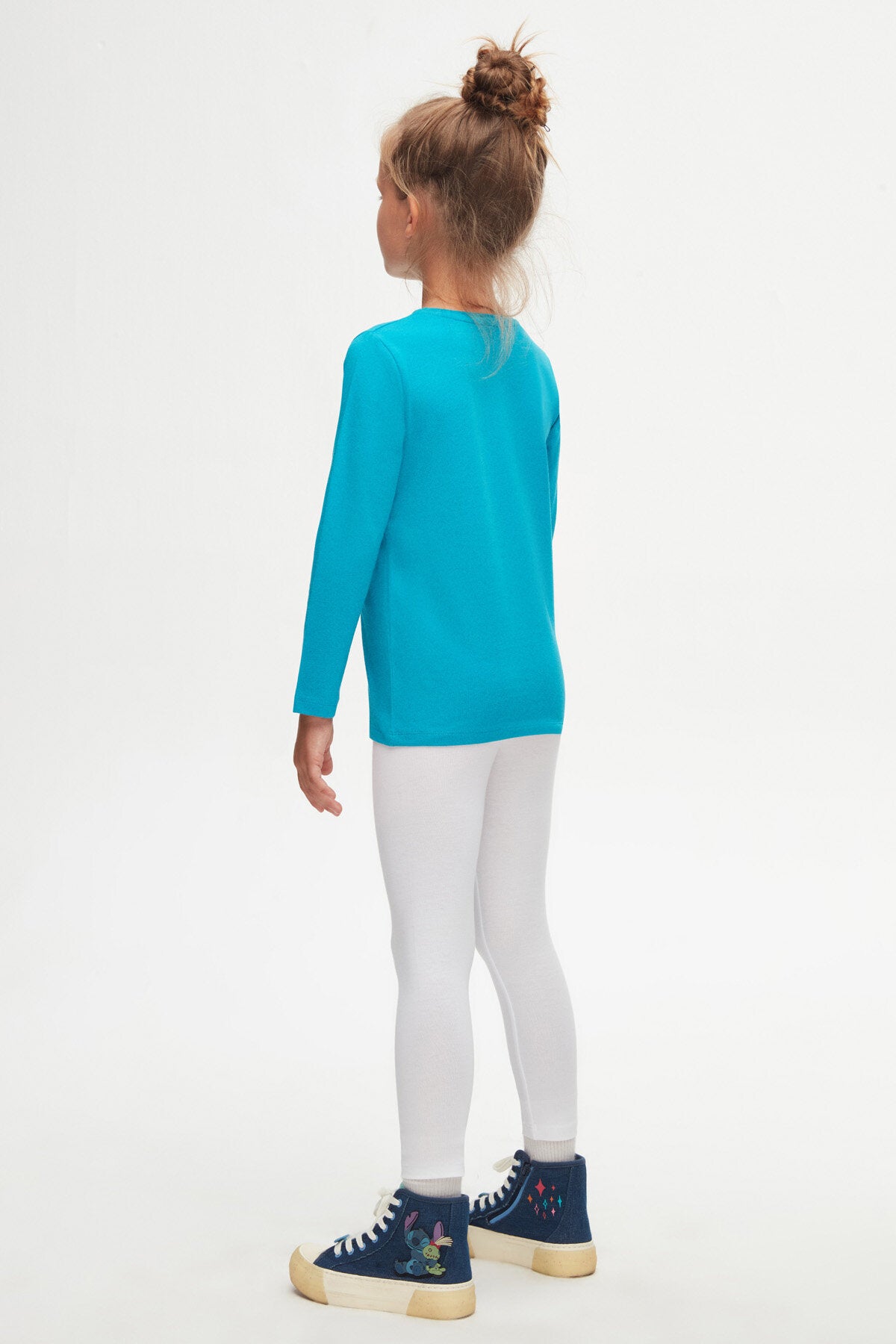 Basic Unisex Kids Seasonal Crew Neck Long Sleeve T-Shirt (OCEAN TURQUOISE)