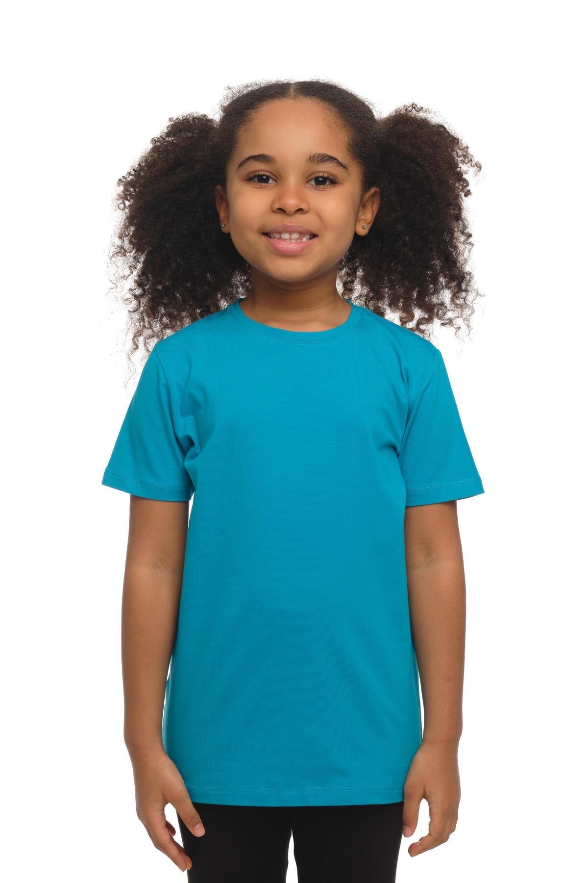 Basic Unisex Kids Crew Neck Short Sleeve T-Shirt (OCEAN TURQUOISE)