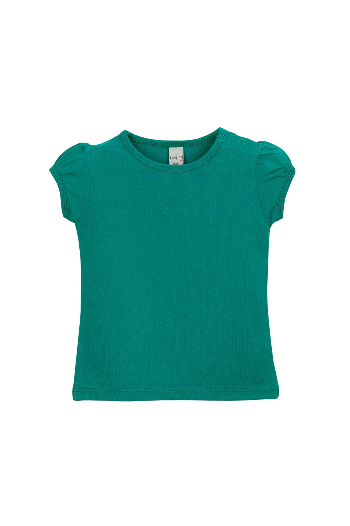 Baby Girl Basic Puff Sleeve Snap-Button T-Shirt (DYNASTY GREEN)
