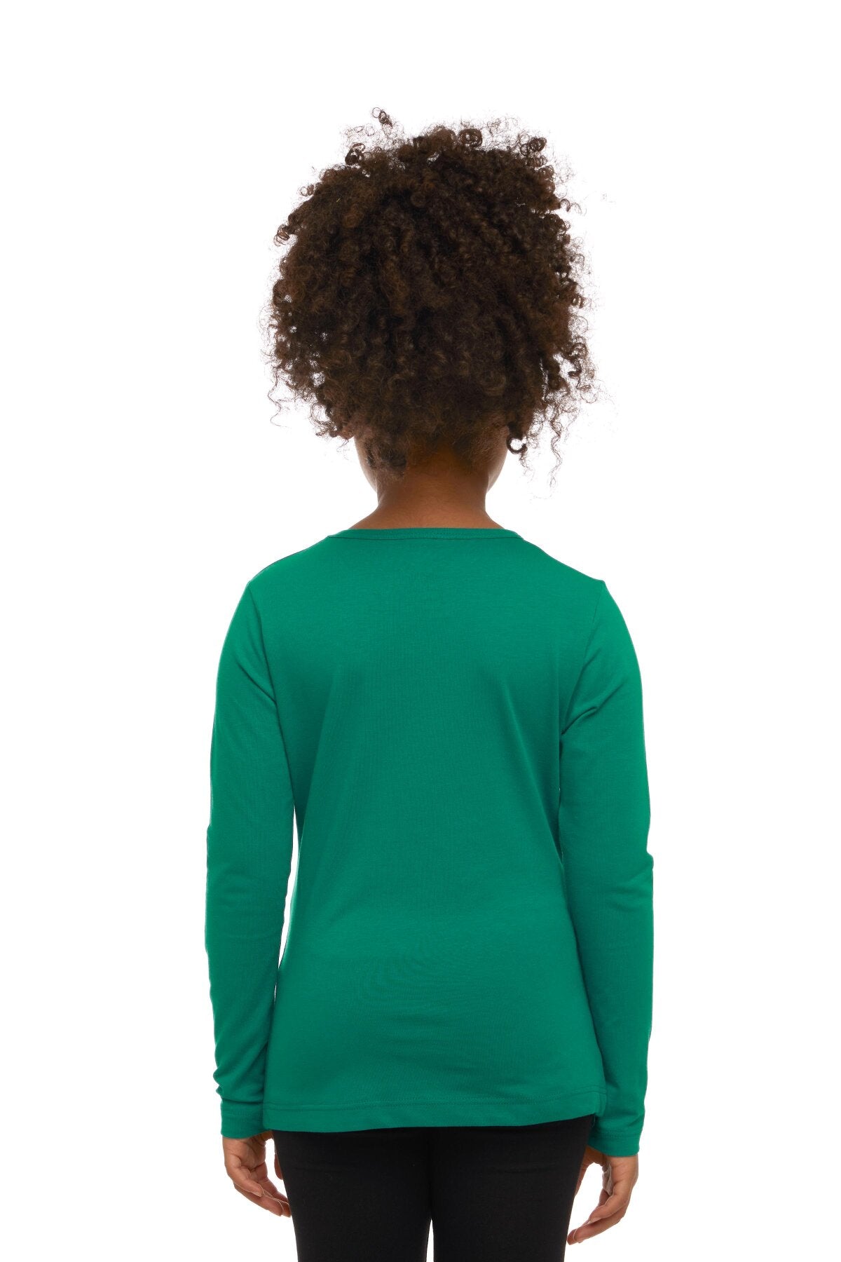 Girls' Basic Seasonal Stretch Long Sleeve T-Shirt (DYNASTY GREEN)
