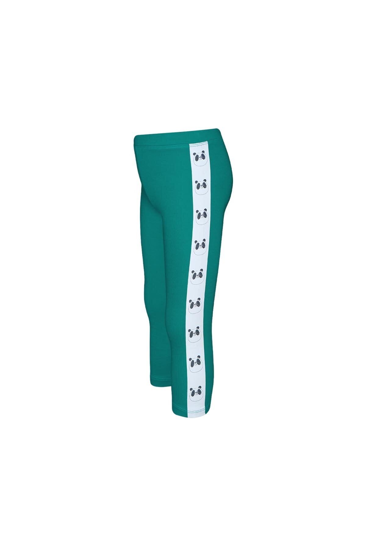Girls' Fleece-Lined Panda Side Print Leggings (DYNASTY GREEN)
