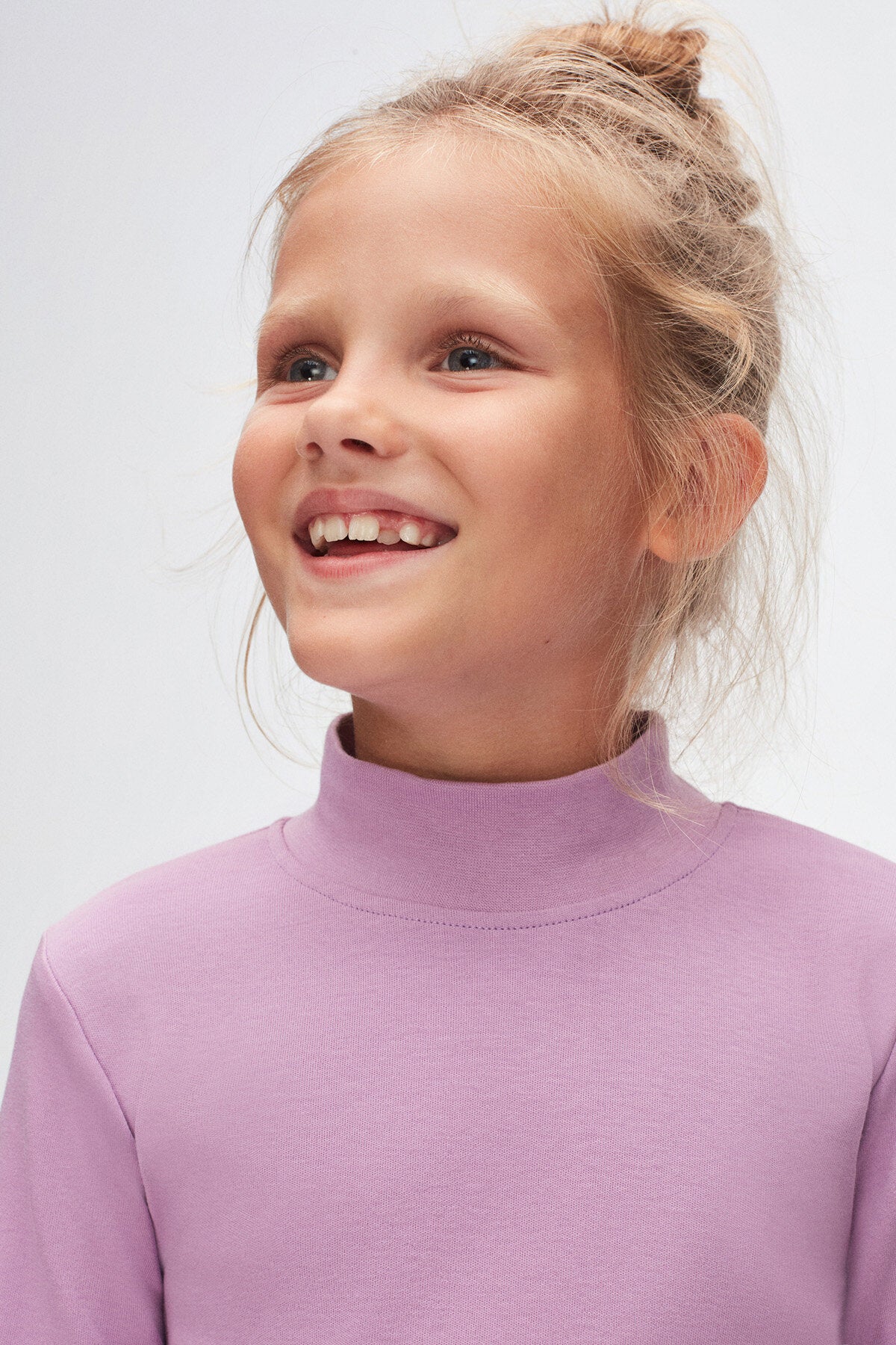 Girls' Basic Winter Mock Neck Long Sleeve T-Shirt (ORCHID BLOOM)