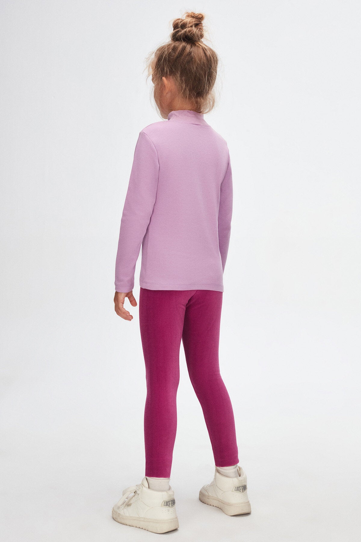 Girls' Basic Winter Mock Neck Long Sleeve T-Shirt (ORCHID BLOOM)