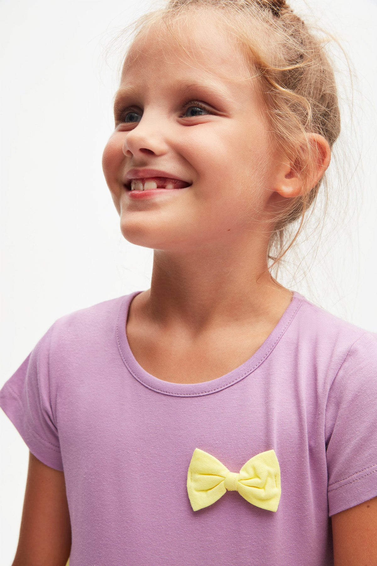 Girls Bow Tiered Short Sleeve Dress