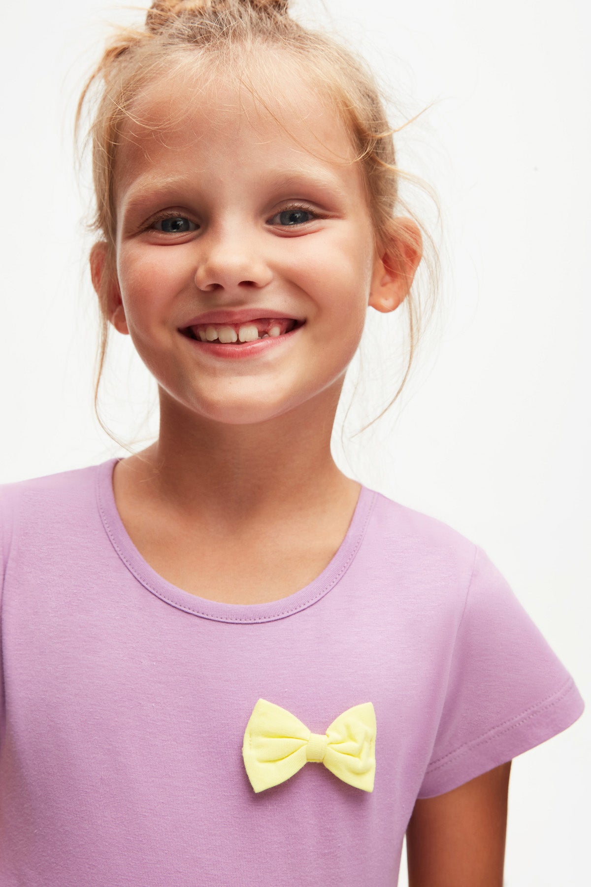 Girls Bow Tiered Short Sleeve Dress