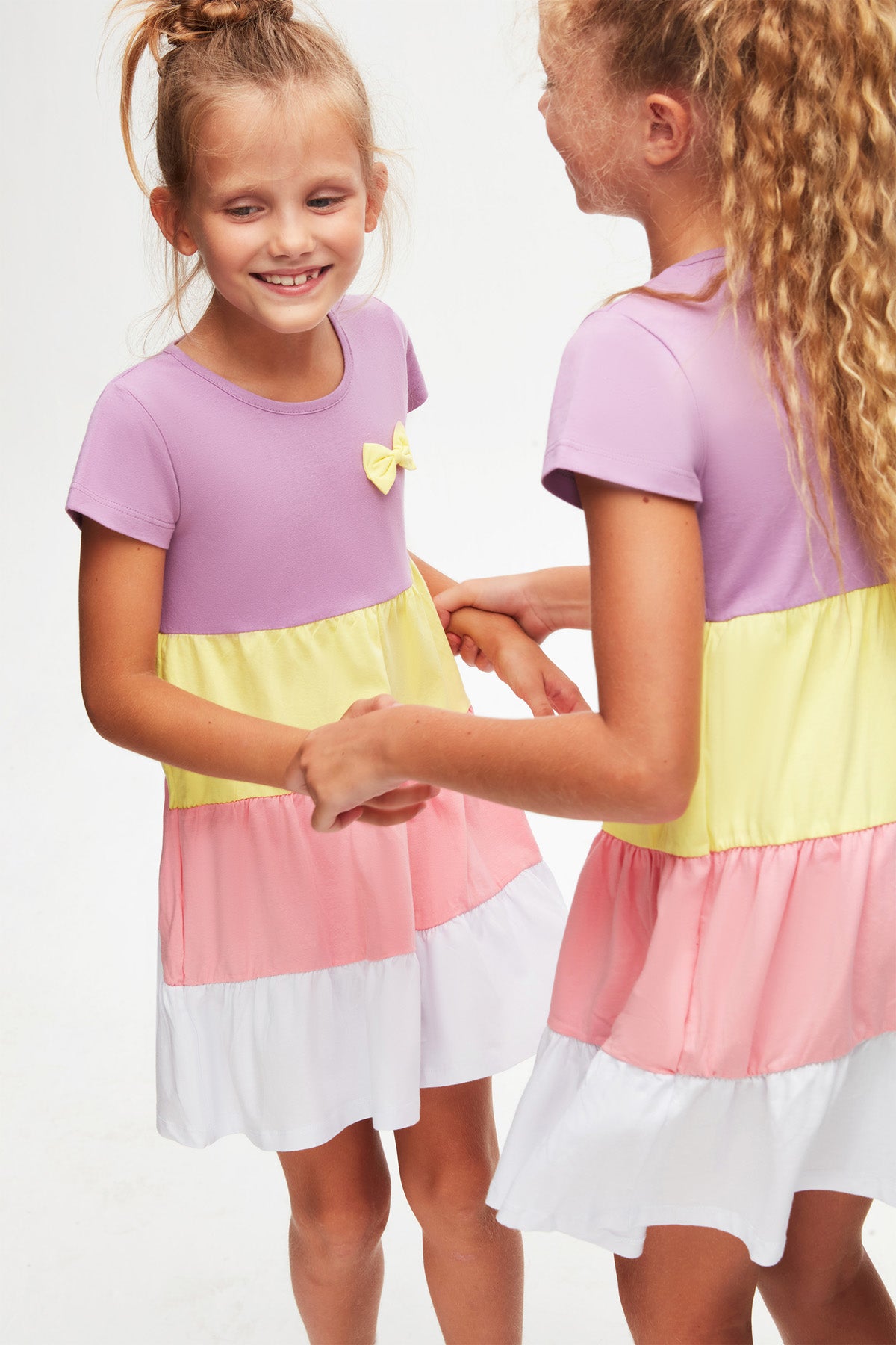 Girls Bow Tiered Short Sleeve Dress_sizechart