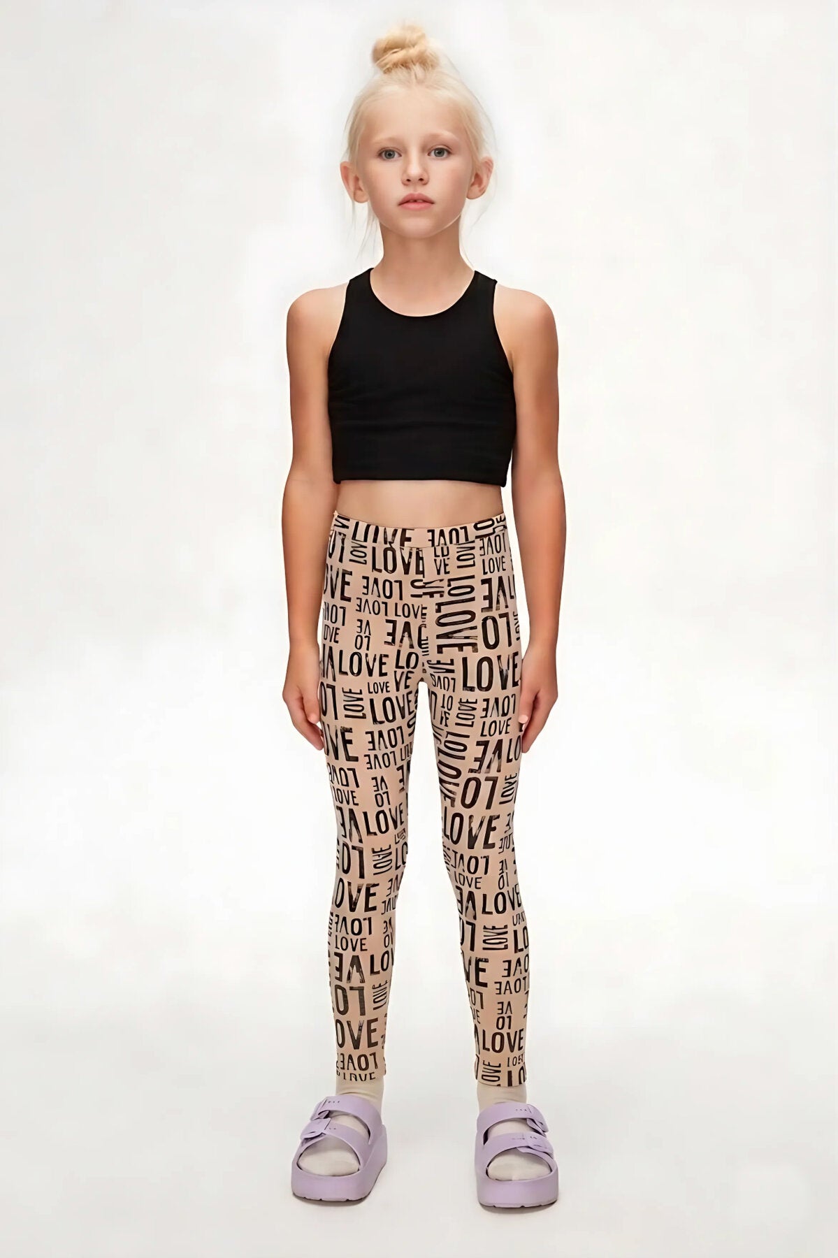 Girls' 'Love' Printed Patterned Summer Leggings